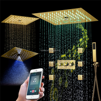 Système de douche à Led de musique monté au plafond 12 pouces brume et pomme de douche de pluie ensemble de robinets de douche de salle de bain
