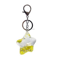 Porte-clés en acrylique en forme d'étoile avec sable mouvant, décoration personnalisée en résine, paillettes liquides, pendentif de sac, souvenir créatif, cadeau