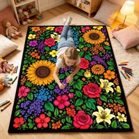 Tapisserie murale florale DIY à colorier, motif tournesol et rose noir et blanc, avec marqueurs, pour adultes, anti-stress, décoration murale artistique