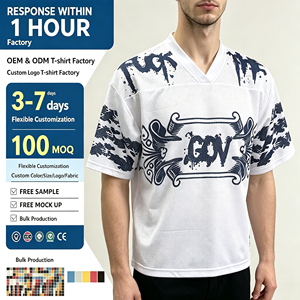 เสื้อยืดโอเวอร์ไซส์คอวีแบบสั่งทำพิเศษ พิมพ์ลายด้วยเทคนิค Dye-sublimation สไตล์สตรีทแวร์ ผ้าตาข่าย แห้งเร็ว ทรงบ็อกซี่ สำหรับเล่นฟุตบอล เสื้อยืดผู้ชายระบายอากาศได้ดี - Product Image 1