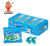 Lechao Fabriek Groothandel Snoep Fruit Smaak Halal Kauwgom Jelly Candy Blauwe Haai Vorm Gummy Candy Doosverpakking