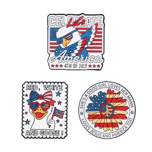 Pin Esmaltado del 4 de Julio, Día de la Independencia Americana, con Águila Calva, Bandera y Letra de Canción de Girasol, Broche para Mochila, Ropa, Insignia, Joyería, Regalo - Product Image 1