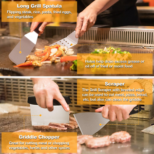 Griddle Accessories Metal Griddle Scraper BBQ Grill Spatulas with <b>Squeeze</b> <b>Bottles</b> for Teppanyaki Flat Top BBQ Indoor & Outdoor - Product Image 5