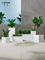 Pots et jardinières en fibre de verre pour l'extérieur, grands bacs à fleurs rectangulaires blancs pour la cour, terrasse, sur mesure