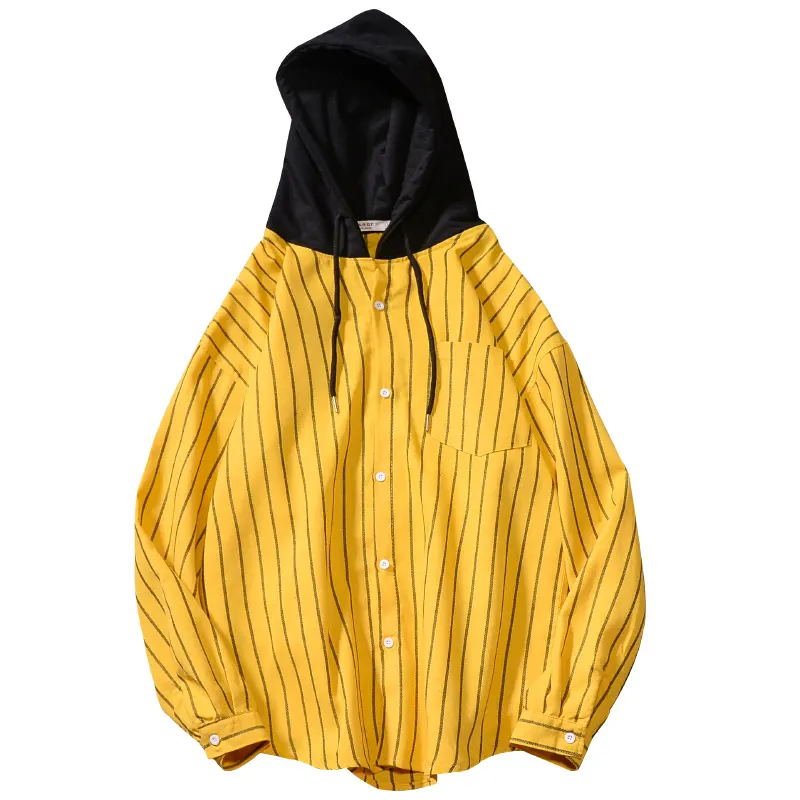Sudaderas con capucha de franela amarilla con botones de algodón cepillado para hombre