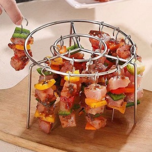 Stainless Steel Vertical Grill Rack Round Roaster Racks For Skewers Barbecue Meat Poultry Tools - Product Image 1