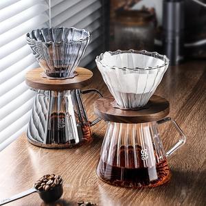 Ensemble <span class=keywords><strong>de</strong></span> cafetière en verre avec filtre, pour café infusé à la main, ustensiles <span class=keywords><strong>de</strong></span> café, pot filtrant domestique, séparateur thé-eau, design moderne - Product Image 1