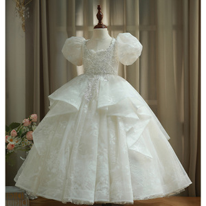 Robe de princesse blanche pour filles Robe d'hôte de piano de passerelle pour enfants <span class=keywords><strong>Tenue</strong></span> de <span class=keywords><strong>mariage</strong></span> et d'anniversaire pour petite fille - Product Image 2