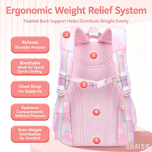 <b>Waterproof</b> Girls <b>School</b> <b>Backpack</b> Large Capacity Softback Bookbag Lightweight Student Bag with Mesh Pocket - Product Image 5