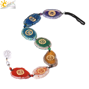 CSJA-Hoja de ágata de 7 Chakras, símbolo curativo, ventana de pared, <span class=keywords><strong>cristales</strong></span> de coche, adornos <span class=keywords><strong>colgantes</strong></span>, decoración <span class=keywords><strong>Feng</strong></span> <span class=keywords><strong>Shui</strong></span> K019, venta al por mayor - Product Image 1