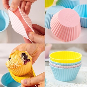 Fabake <b>Silicone</b> Muffin Cups 12 Pcs Oven Safe <b>Baking</b> Mold For Cake And Baby Food - Product Image 1