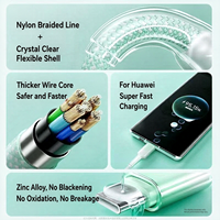 Kabel Data L Micro Type-C 120W 4 in 1 Pengisian Cepat Berbahan Nilon Kepang dengan Cangkang Kristal untuk iPhone Android  Dapat Dipesan Sesuai Kebutuhan