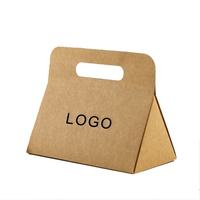 Caja de Regalo de Papel Triangular Plegable Personalizada con Asa Troquelada, Caja de Dulces Portátil de Papel Kraft para Recuerdos de Boda y Empaque de Alimentos