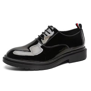 Chaussures Oxford de mariage pour hommes en cuir véritable, style italien haut de gamme, faites à la main, à enfiler, brodées, avec embout en acier, collection automne - Product Image 1