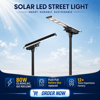 Lampadaire Solaire LED à Détecteur PIR 80W Tout-en-un, Étanchéité IP66, Batterie LFP, Contrôleur MPPT, en Alliage d'Aluminium - Meilleures Ventes et Très Populaire