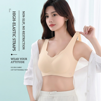 Soutien-gorge sans couture pour femme, à bretelles larges, sans armatures, push-up, bonnet complet, réglable, maintien doux, col en V, respirant, pour l'été et le quotidien
