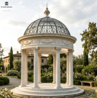 Gazebo en marbre blanc naturel de haute qualité personnalisable pour la décoration extérieure de jardins, villas et manoirs