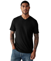 T-shirt en coton noir à col en V pour homme, coupe ajustée, 180 g/m², design personnalisé, imprimé, haute qualité, vente en gros, usine de Guangzhou