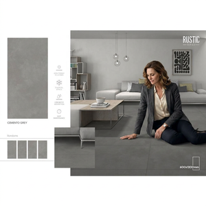 Cement Grey Concrete Look Porcelain Tiles 600x1200mm Rustic <b>Matte</b> Surface for Modern <b>Flooring</b> Projects - Product Image 2
