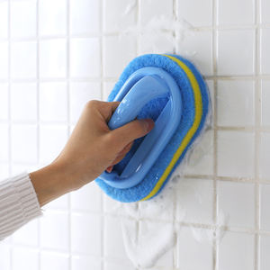 Éponge en <span class=keywords><strong>plastique</strong></span> domestique brosse de nettoyage de cuisine avec poignée <span class=keywords><strong>pour</strong></span> le nettoyage de la vaisselle de fenêtre brosse de bain poignée éponge - Product Image 2