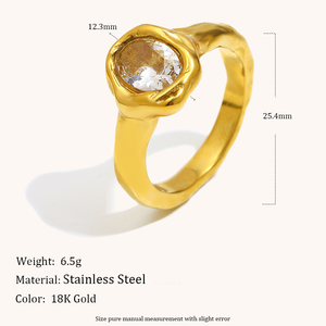 Dingran, recién llegado, joyería de moda moderna, acero inoxidable, chapado en oro, creativo, personalizado, moderno, anillo de piedra de circón - Product Image 2