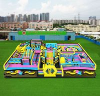 Ciudad de Diversión Inflable Comercial Personalizada, Parque de Atracciones Inflable Gigante de PVC para Alquiler en Eventos al Aire Libre