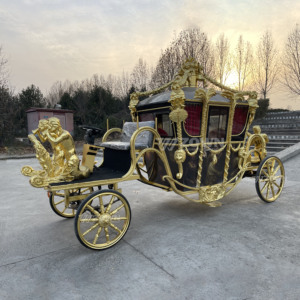 Calèche royale chinoise électrique à 4 roues, roues pleines, alimentée par batterie, capacité 1-3 personnes, style rétro traditionnel, adaptée - Product Image 3