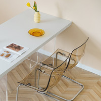 Gesinterter Stein-Esstisch mit Acrylbeinen Kratzfeste, Pflegeleichte Oberfläche Modern Minimalistisch für Kleine Wohnungen