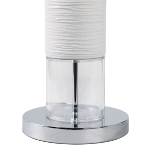 Lampada da Tavolo Cilindrica Moderna con Base in Ceramica e Cristallo, Paralume Bianco, Luce Decorativa per Camera da Letto e Soggiorno - Product Image 5