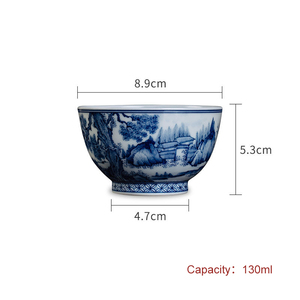 Zhong's fornace tazza da tè in ceramica Jingdezhen Kung Fu Set da tè Chai forno tazza blu e <span class=keywords><strong>bianca</strong></span> tazza di <span class=keywords><strong>porcellana</strong></span> dipinta a mano con confezione regalo - Product Image 6