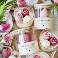Bougies en cire de soja bio personnalisées, cadeaux promotionnels, souvenirs de luxe, bougies fleuries, bougies parfumées à la tulipe pour invités, mariage, maison