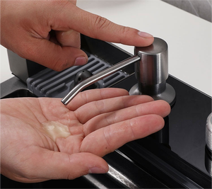 Distributeur de <span class=keywords><strong>savon</strong></span> moussant en verre blanc moderne et élégant, monotrou, à poser sur évier de cuisine, avec <span class=keywords><strong>savon</strong></span> inclus - Product Image 3