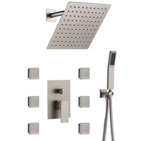 Ensemble de douche mural de luxe avec robinets thermostatiques en laiton chromé poli, jets de pluie et de pulvérisation pour usage hôtelier