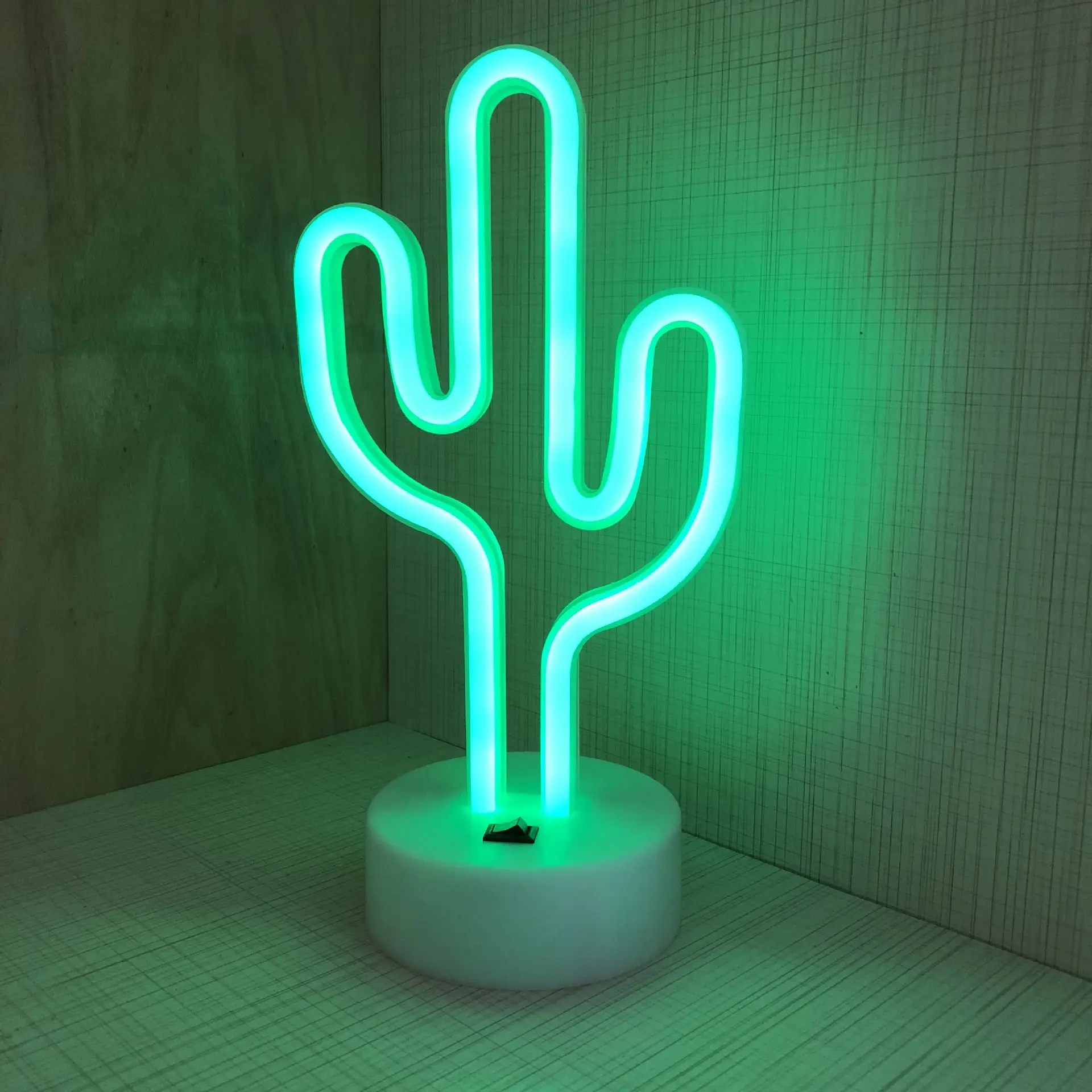 Grünes Licht Kaktus Formen Neon Basis Lampe Schlafzimmer Dekoration Batterie USB Dual Purpose 3D LED Kunststoff Basis Neon Lampe