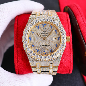 Montre-bracelet mécanique automatique de luxe pour homme, résistante à l'eau, sertie de moissanite, style hip-hop, avec cadran à aiguilles - Product Image 3