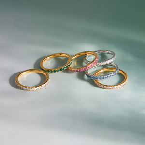 Anillo de Acero Inoxidable con Circonitas, Modelo 123655, Joyería para Mujer, Regalo, Forma Redonda, Origen Yiwu - Product Image 3