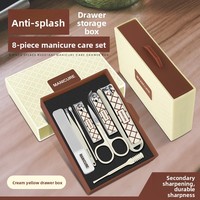 Ensemble de manucure et pédicure pour filles, 8 pièces, en acier inoxydable, kit d'outils de soin personnel pour les ongles, coupe-ongles, boîte emballée