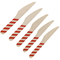 Couteaux jetables en bois imprimés colorés, écologiques, sûrs pour les aliments, biodégradables, pour fêtes, pique-niques, camping, anniversaires