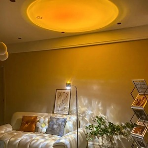Lámpara Proyector de Ondas 3D con Luz LED de Atardecer para Dormitorio, Iluminación Ambiental Romántica con Doble Cabezal y Decoración de Estrellas, Lámpara de Pie - Product Image 1