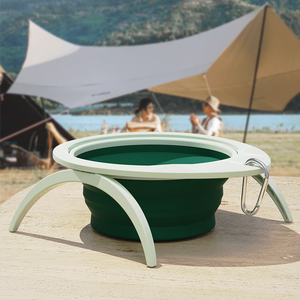 Bol pliable en silicone et ABS en forme de feuille, facile à transporter, avec support, pour chien, pour voyage, bol pliable pour animaux de compagnie - Product Image 3