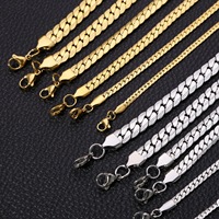 Collier chaîne cubaine classique en acier inoxydable plaqué or 18 carats avec motif NK gaufré, pour hommes et femmes, vente en gros