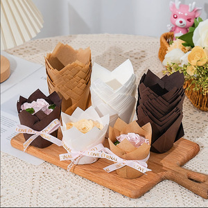 Không Thấm Mỡ Cốc Giấy Bánh Bánh Muffin Lót Nâu/Trắng/Tự Nhiên Ưa Thích Cupcake Chủ Sở Hữu 200 Tulip Nướng Bánh Ly - Product Image 4