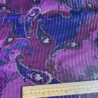 Tissu en mousseline de soie imprimé numérique avec fil d'or 100% soie, 140 cm, 6 mm, mélange Lurex