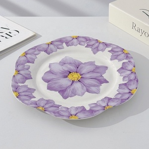 Assiette à dessert florale vintage en céramique de 8 pouces en porcelaine de fleurs rustiques cadeau de thé haut de gamme pour traiteur dîner assiette à pain - Product Image 3