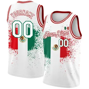 Mexico cờ trẻ em của bóng rổ Jersey Tank tùy chỉnh đội số/tên Jerseys Tops phổ biến nhất đội chàng trai cô gái xe tăng thả tàu
