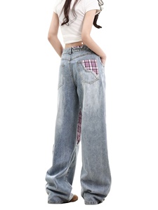 Nouvel Arrivage : Jean Streetwear d'été délavé, coupe droite <span class=keywords><strong>petite</strong></span>, style rétro américain, avec nœud brodé, transfrontalier, lavable - Product Image 2