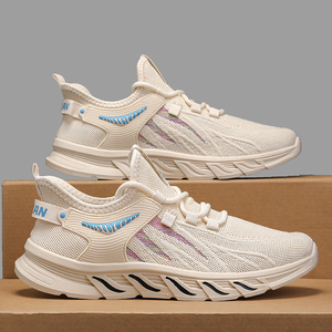 Zapatos Deportivos Casuales con Cordones para Hombre, Cómodos, de Corte Bajo, Antideslizantes, con Suela Resistente al Desgaste, de Color Sólido, Tejido Moderno para Exteriores - Product Image 2