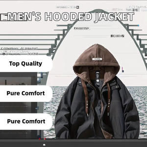 เสื้อแจ็คเก็ตบอมเบอร์มีฮู้ดสำหรับผู้ชายสไตล์ลำลองสำหรับฤดูหนาว - ดีไซน์สีสันทันสมัย ระบายอากาศได้ดี เป็นมิตรกับสิ่งแวดล้อม บุด้วยผ้าฝ้ายผสมขนสัตว์ - Product Image 2