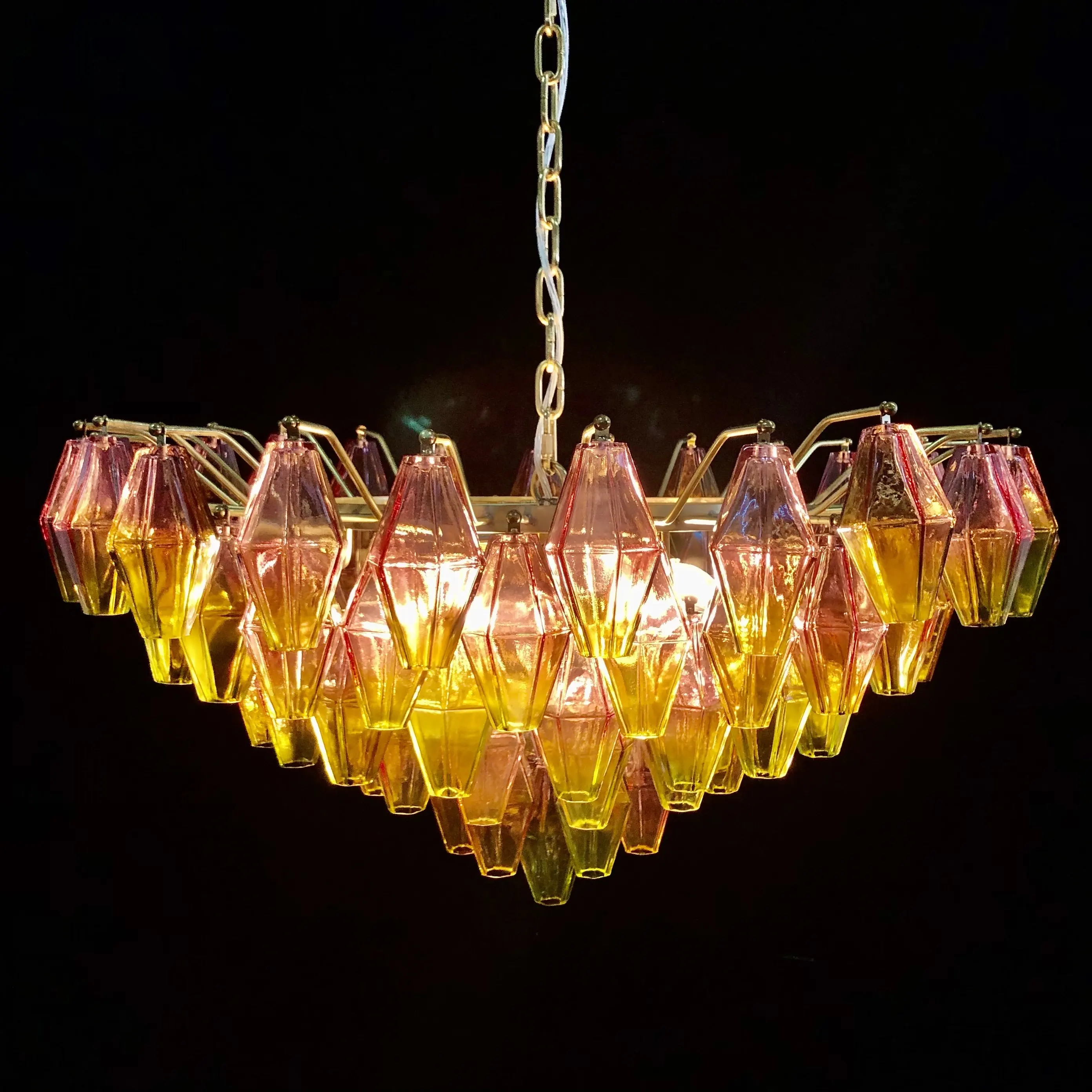 Art Nouveau Handmade Vintage Venini Murano Glass Chandelier Pendants Light Gold Metal frame For Dinning Home decor