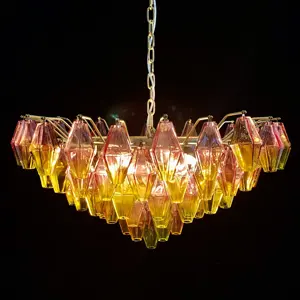 Art Nouveau Epoca Fatti A Mano <span class=keywords><strong>Venini</strong></span> Lampadario In Vetro di Murano Pendenti In Metallo Oro Chiaro telaio Per La Sala Da Pranzo della decorazione della Casa - Product Image 1
